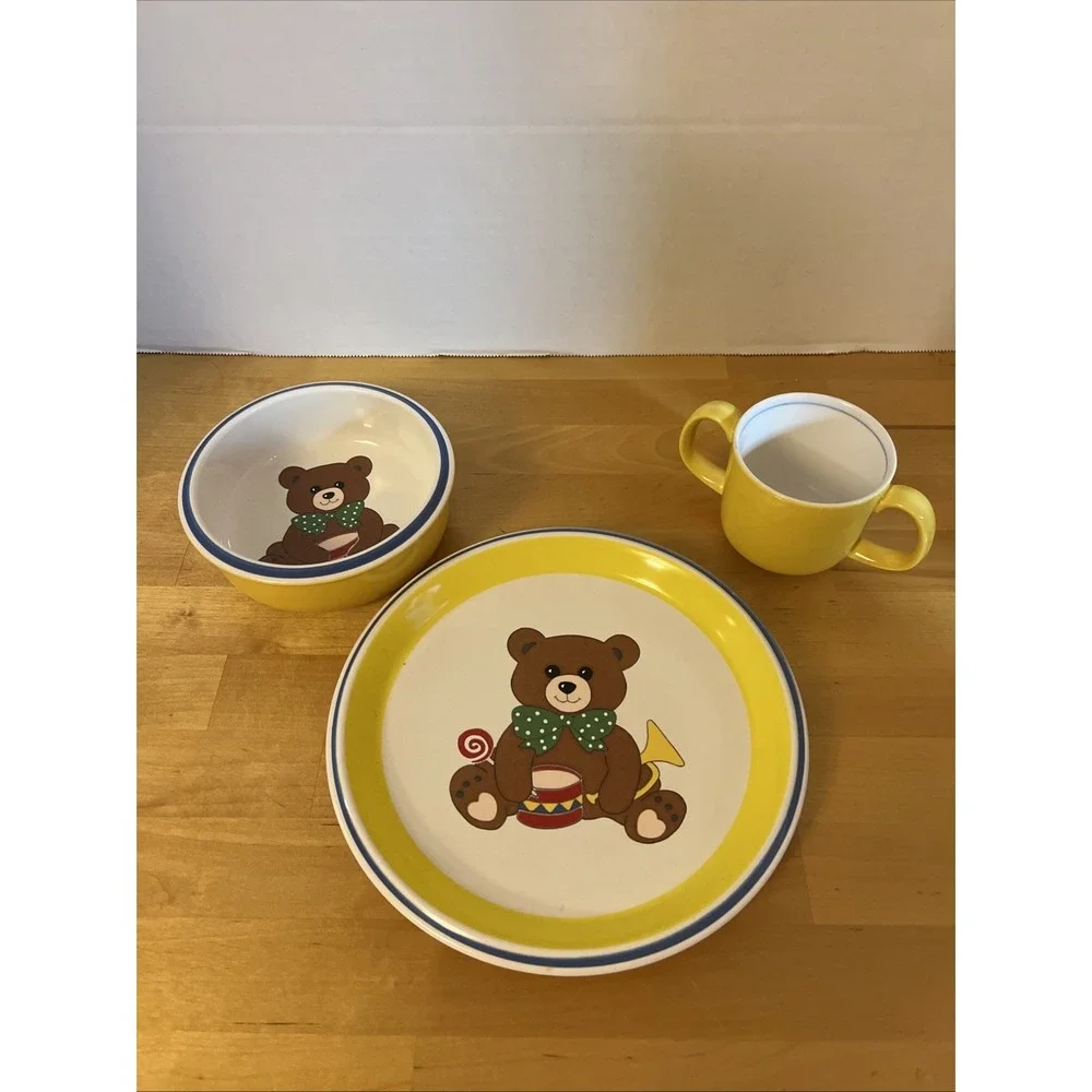 Vintage Mikasa Child's Ceramic Dinnerware Set Teddy